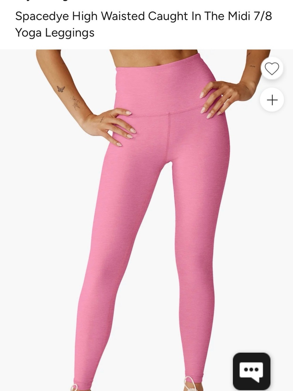 Beyond Yoga Pink Bloom Heather Caught in the Midi  7/8 Leggings